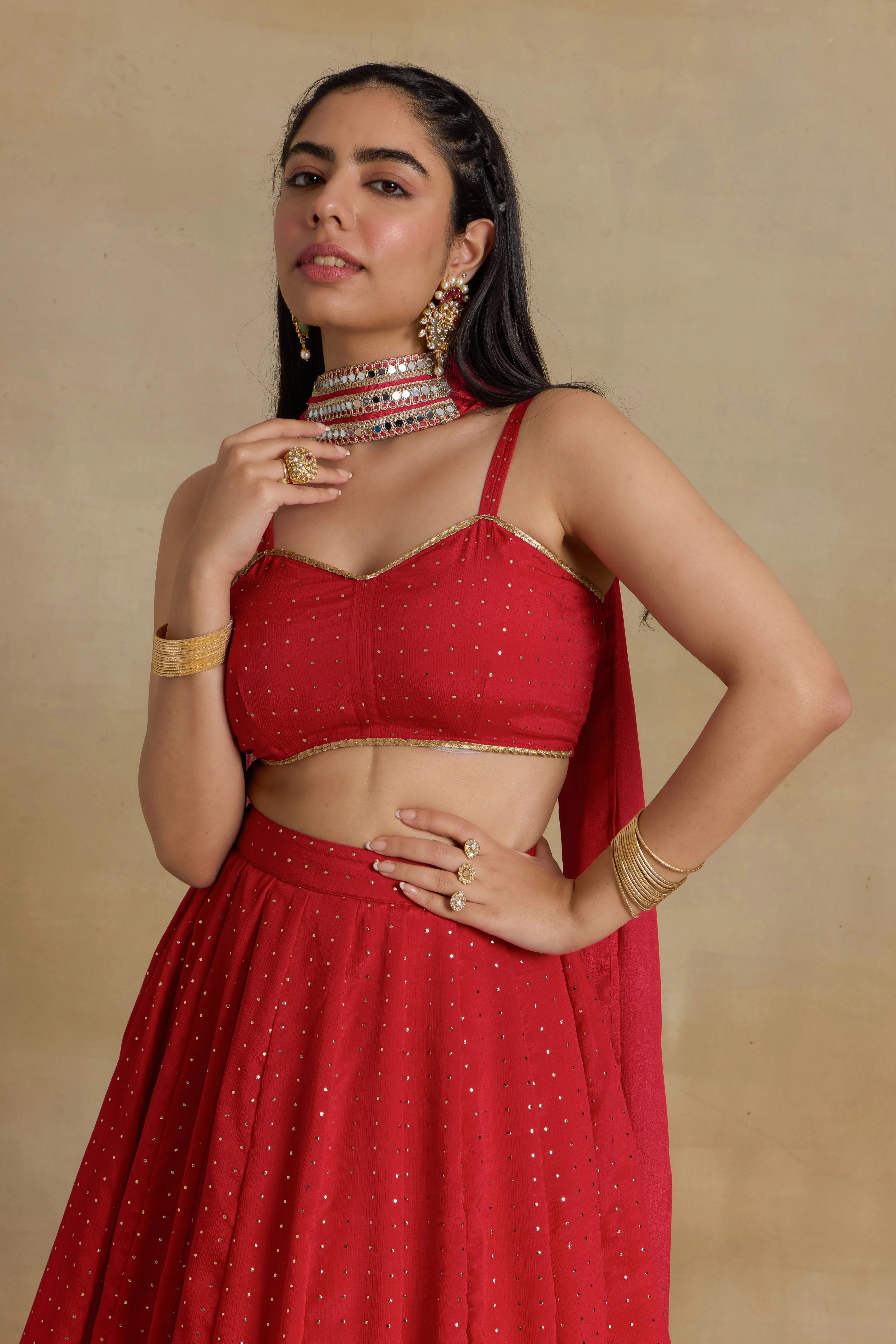Alaya Heer Red Instaglam Lehenga Set - Image 5