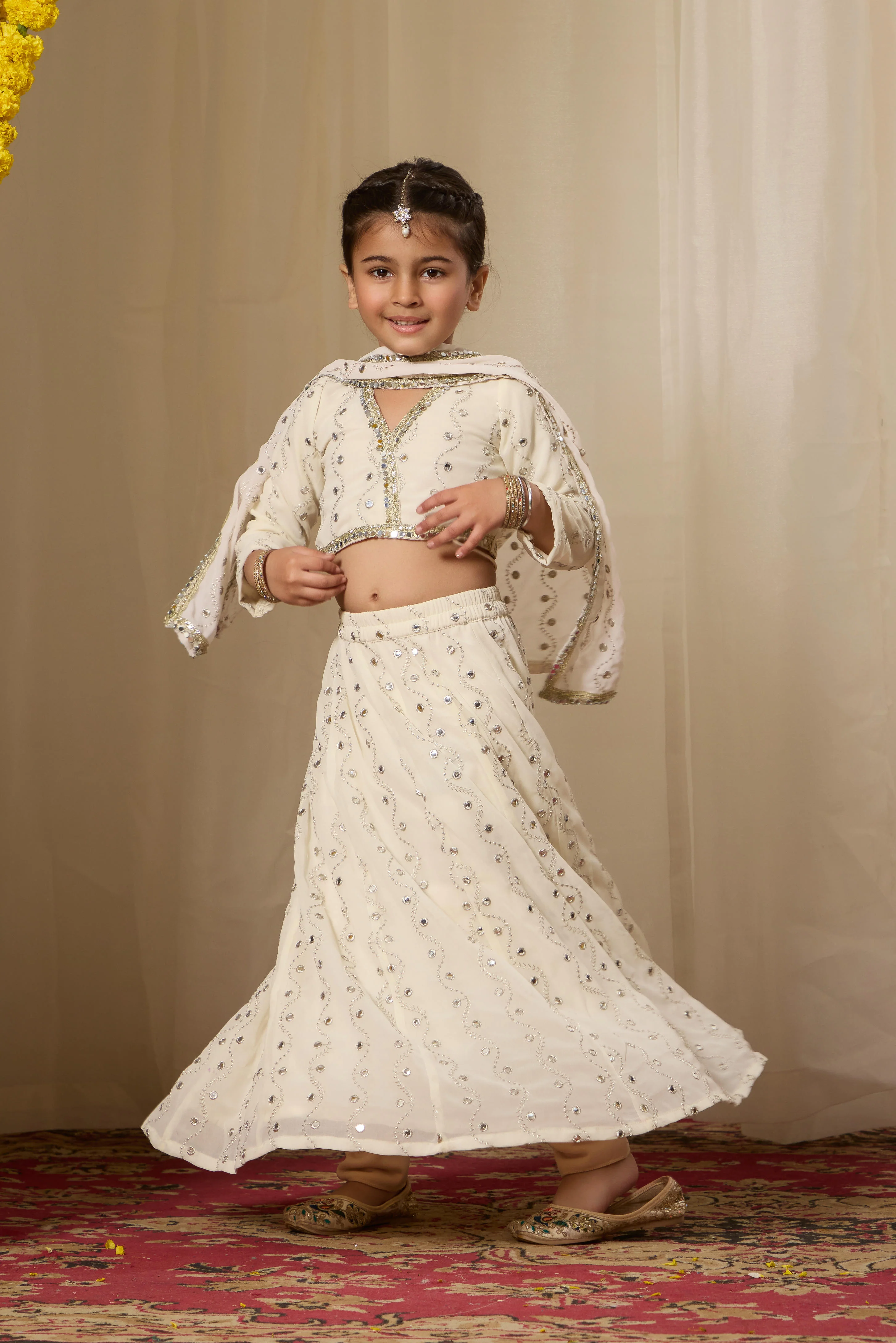 Alaya Kids Astoria Mirror Work Lehenga Set - Image 7