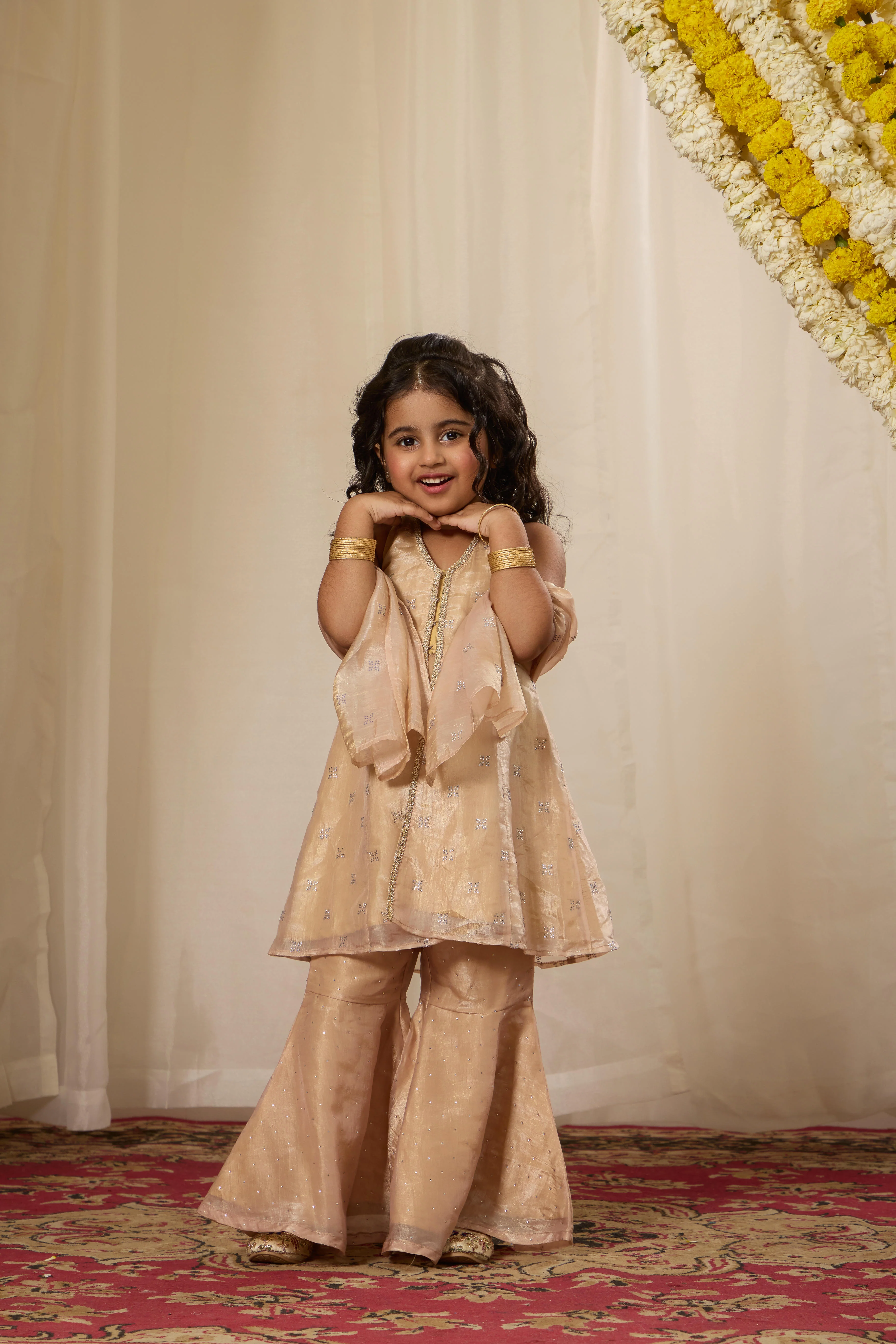 Alaya Kids Champagne Mist Kurta Set - Image 3