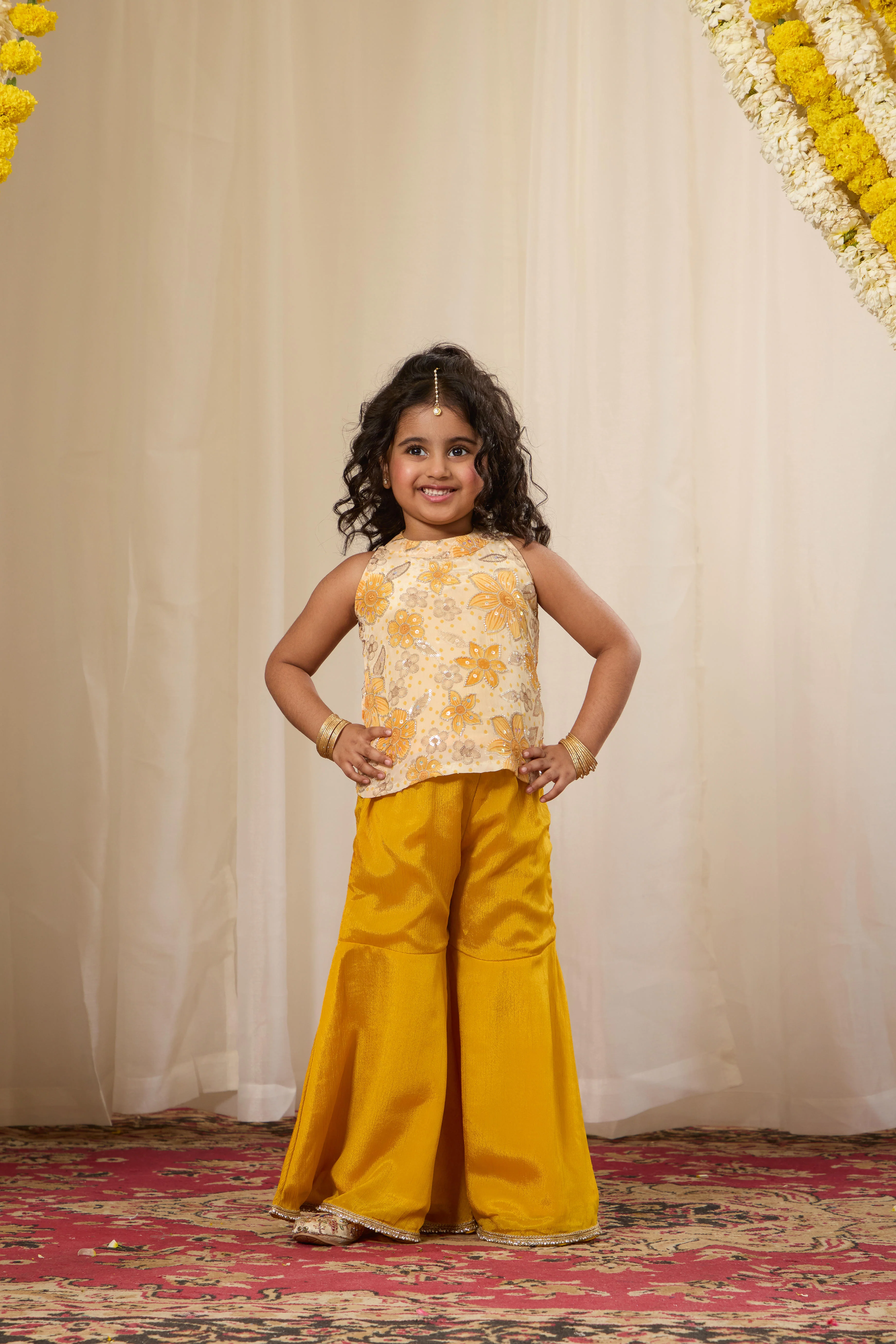 Alaya Kids Haldi Bloom Kurta Set - Image 3