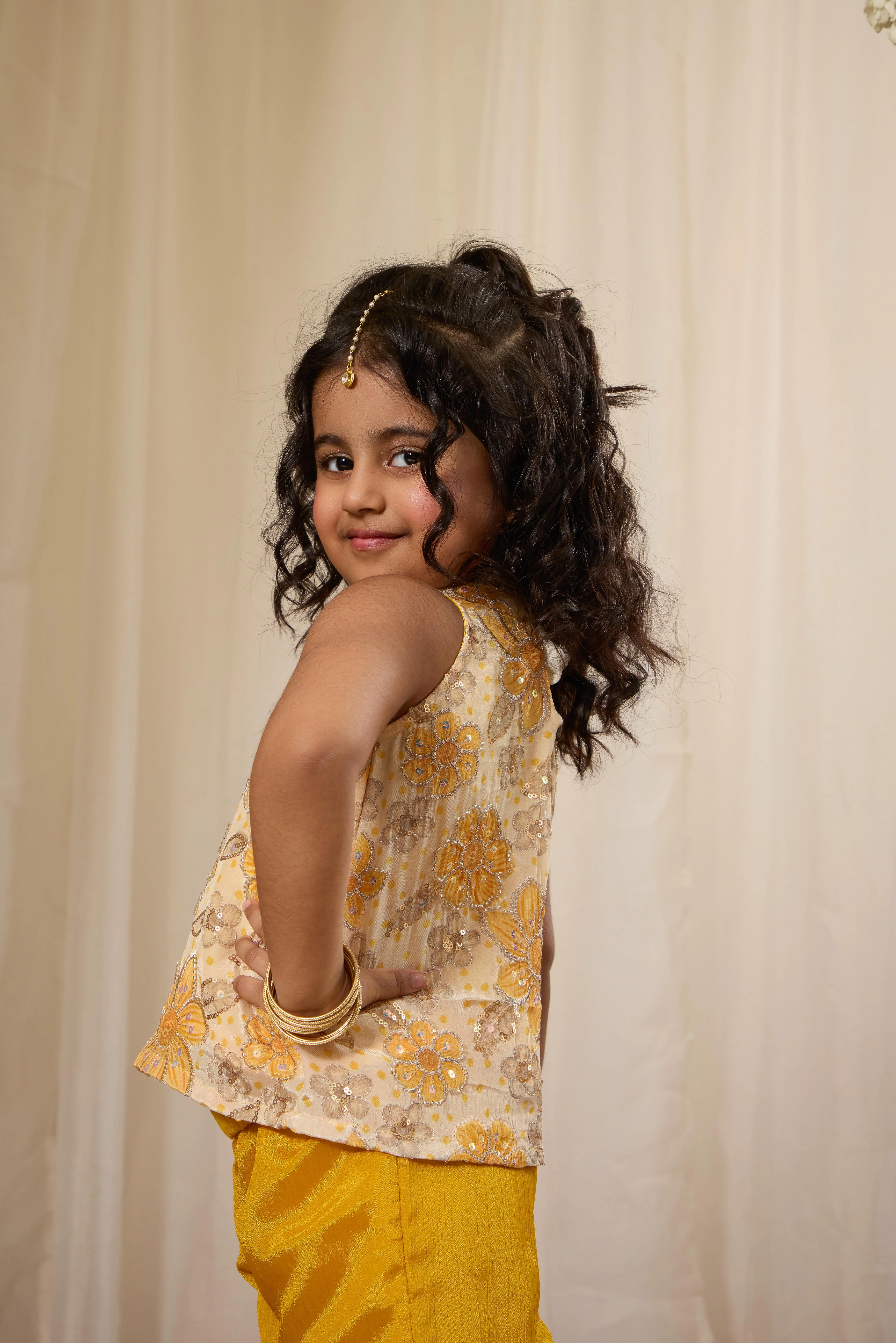 Alaya Kids Haldi Bloom Kurta Set - Image 5