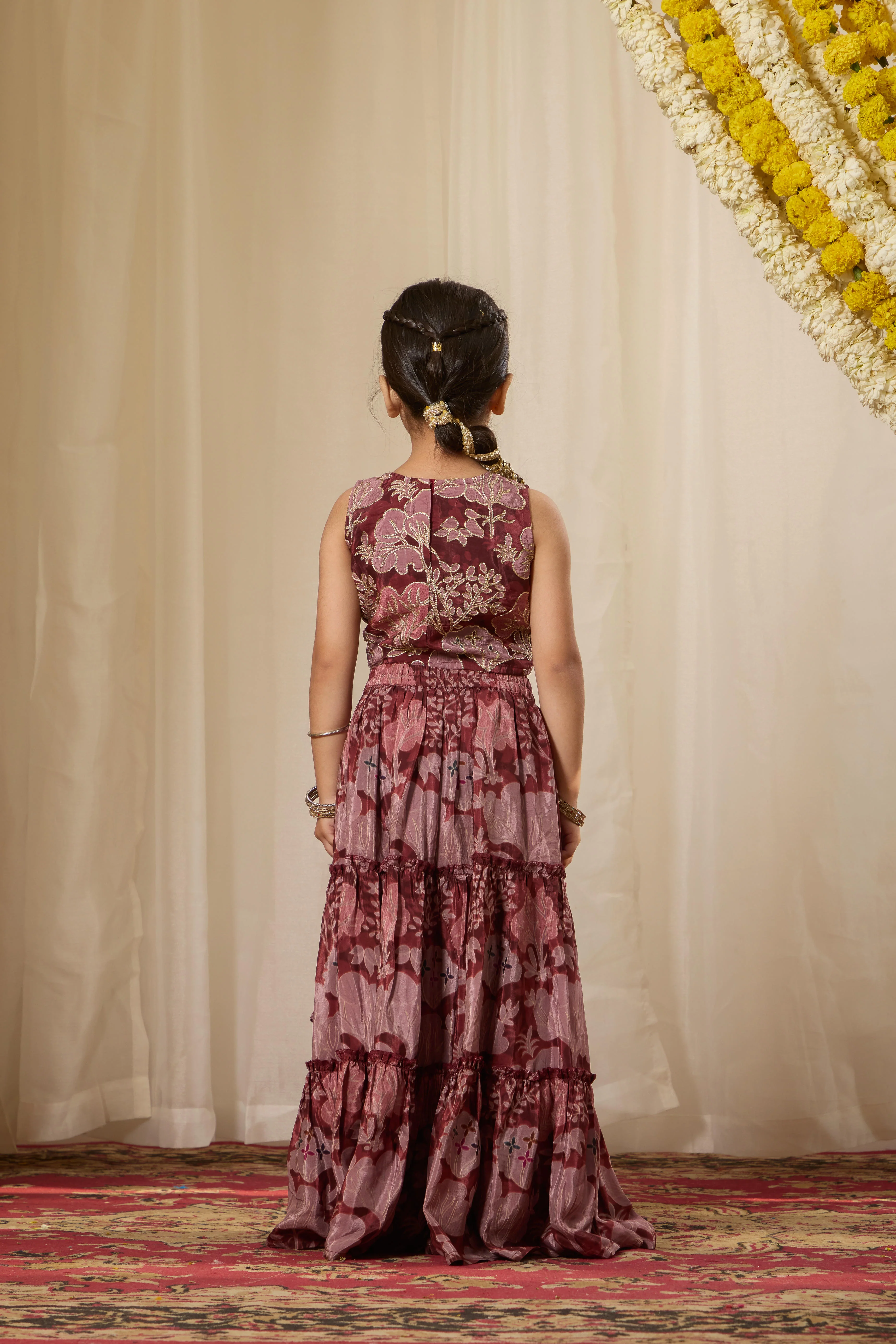 Alaya Kids Muted Maroon Lehenga Set - Image 5