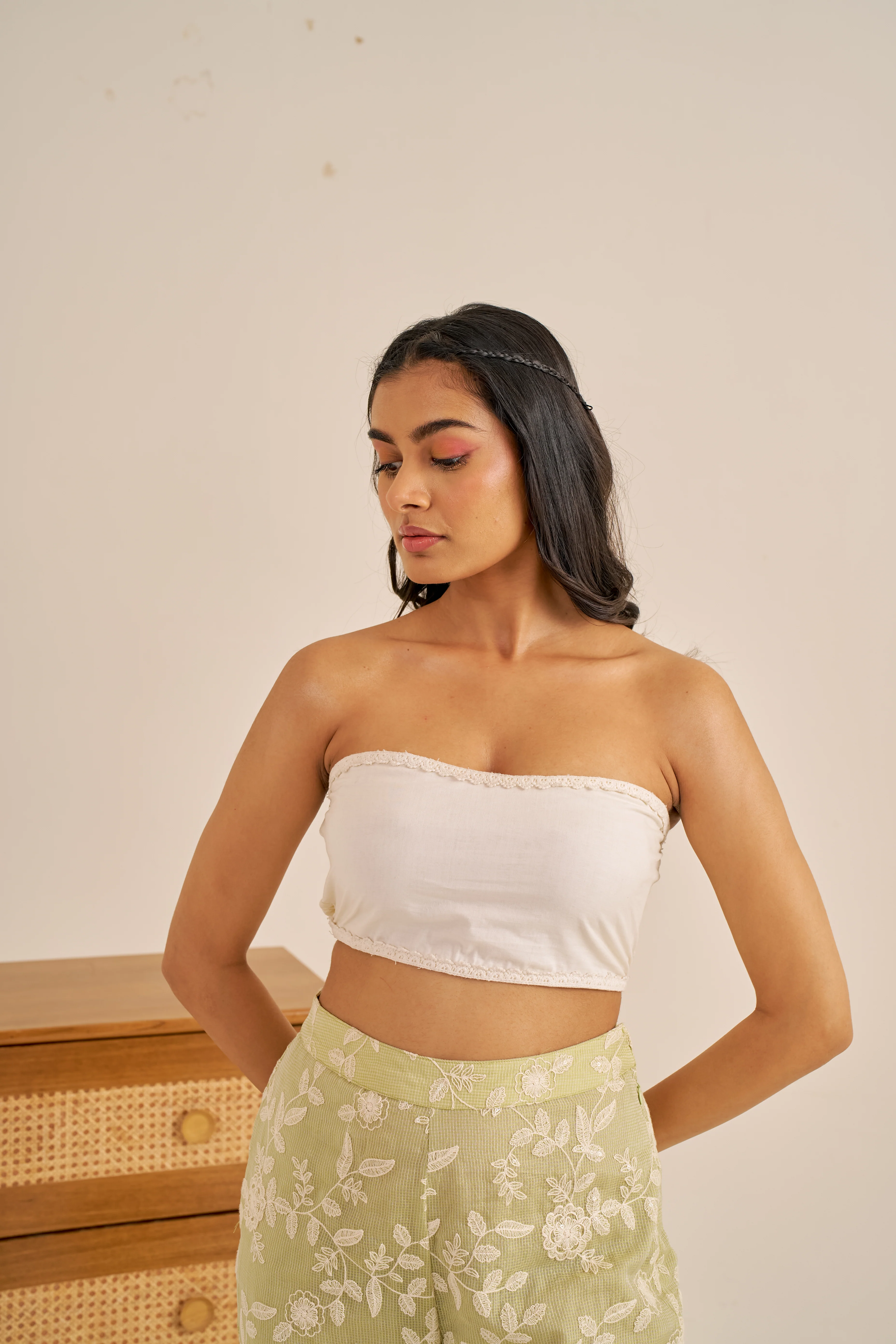 Alaya Meher Ivory Cotton Tube Blouse - Image 3