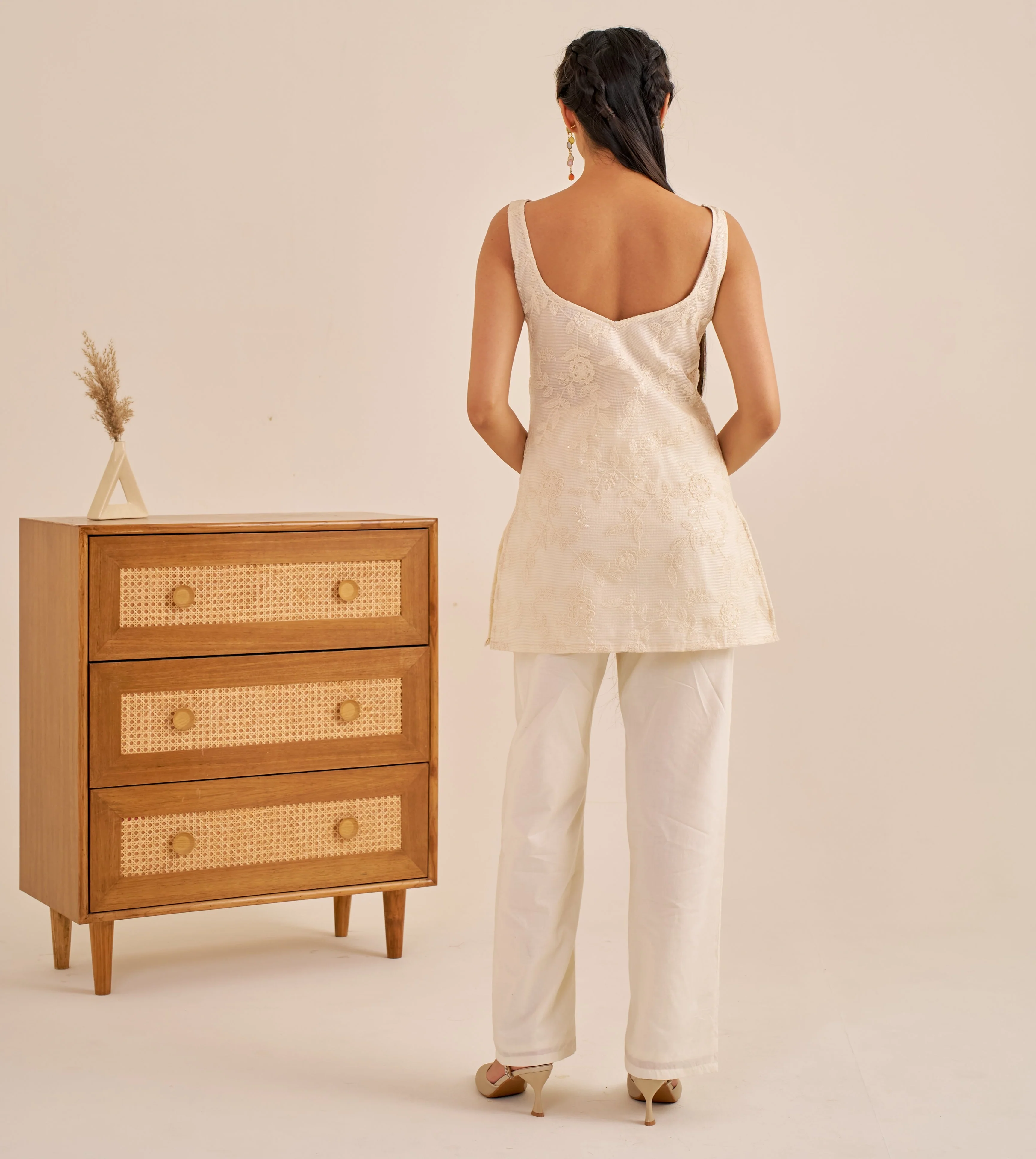 Alaya Meher Snow White Embroidered Cami Co-ord Set - Image 6