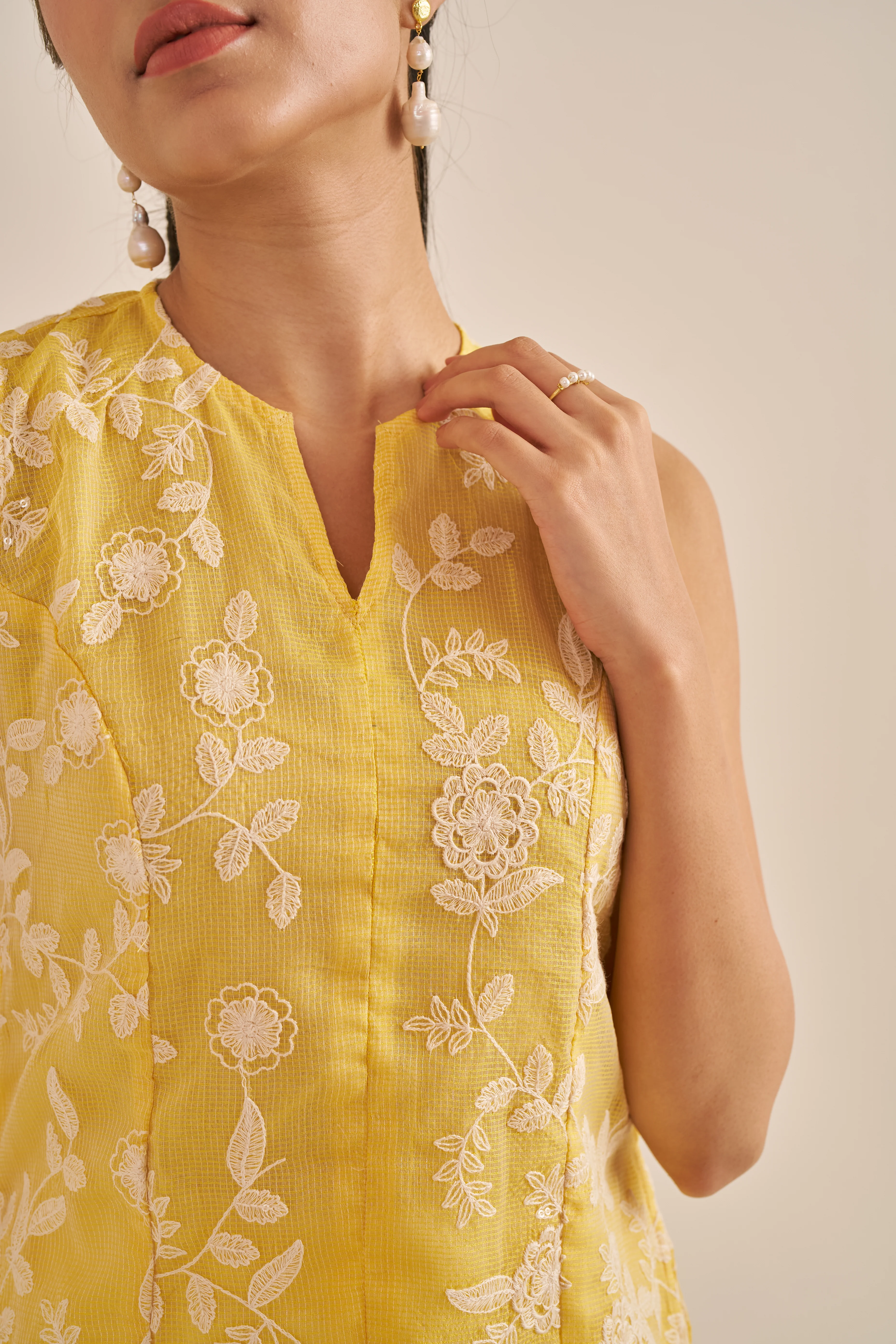 Alaya Meher Sunny Yellow Embroidered Kurta Set - Image 3