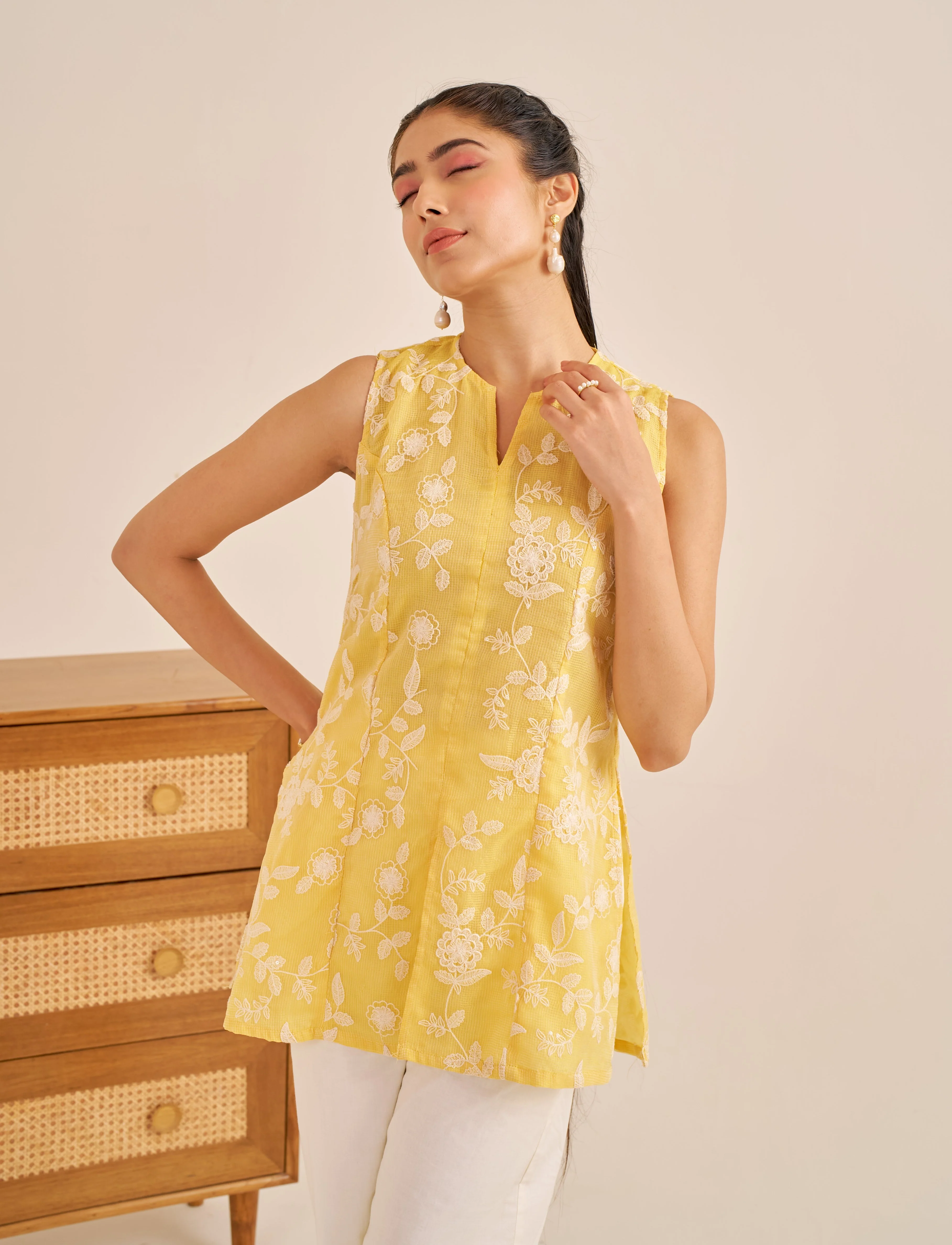 Alaya Meher Sunny Yellow Embroidered Kurta Set - Image 5