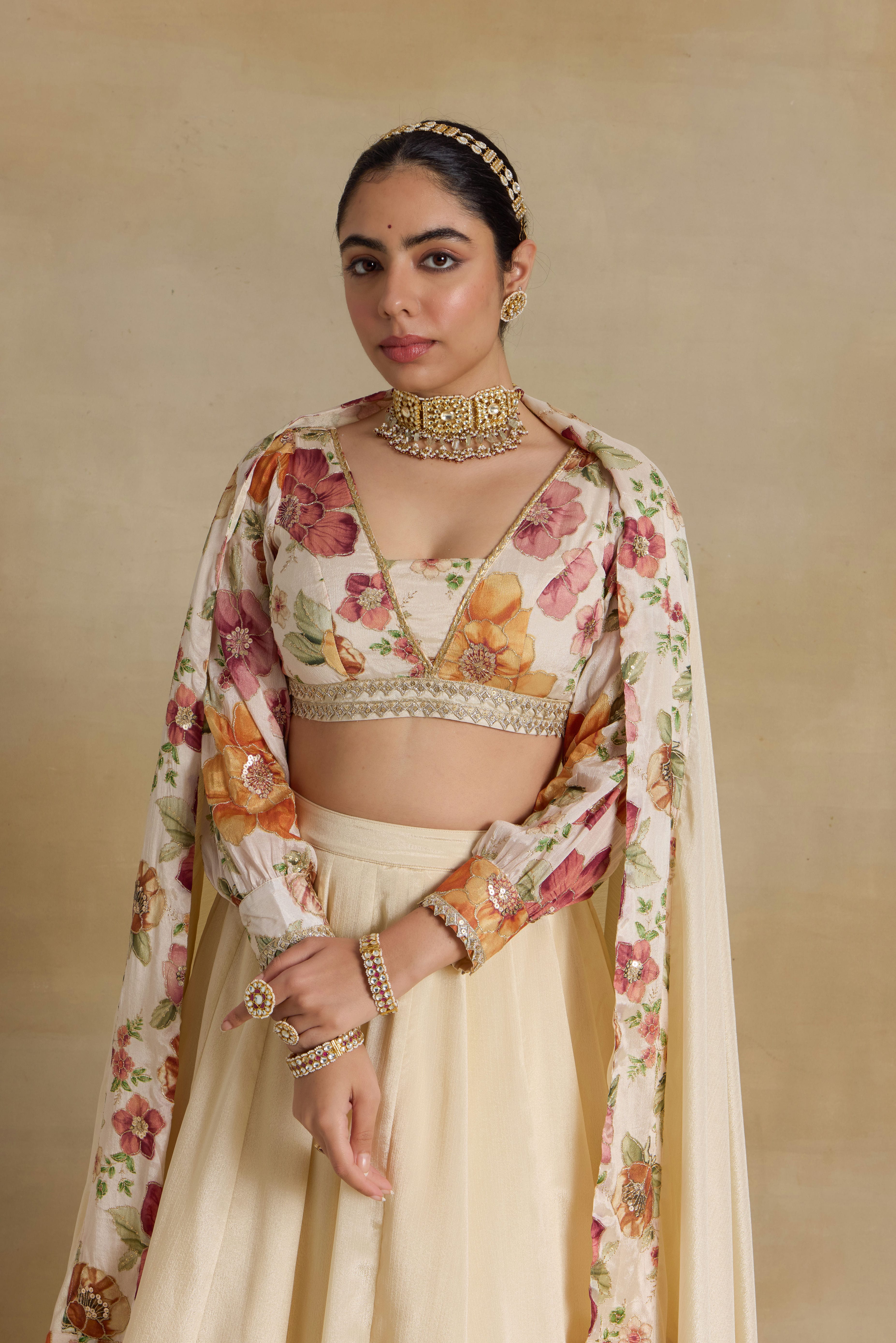 Alaya Noor Ivory Modern Maharani Lehenga Set - Image 4
