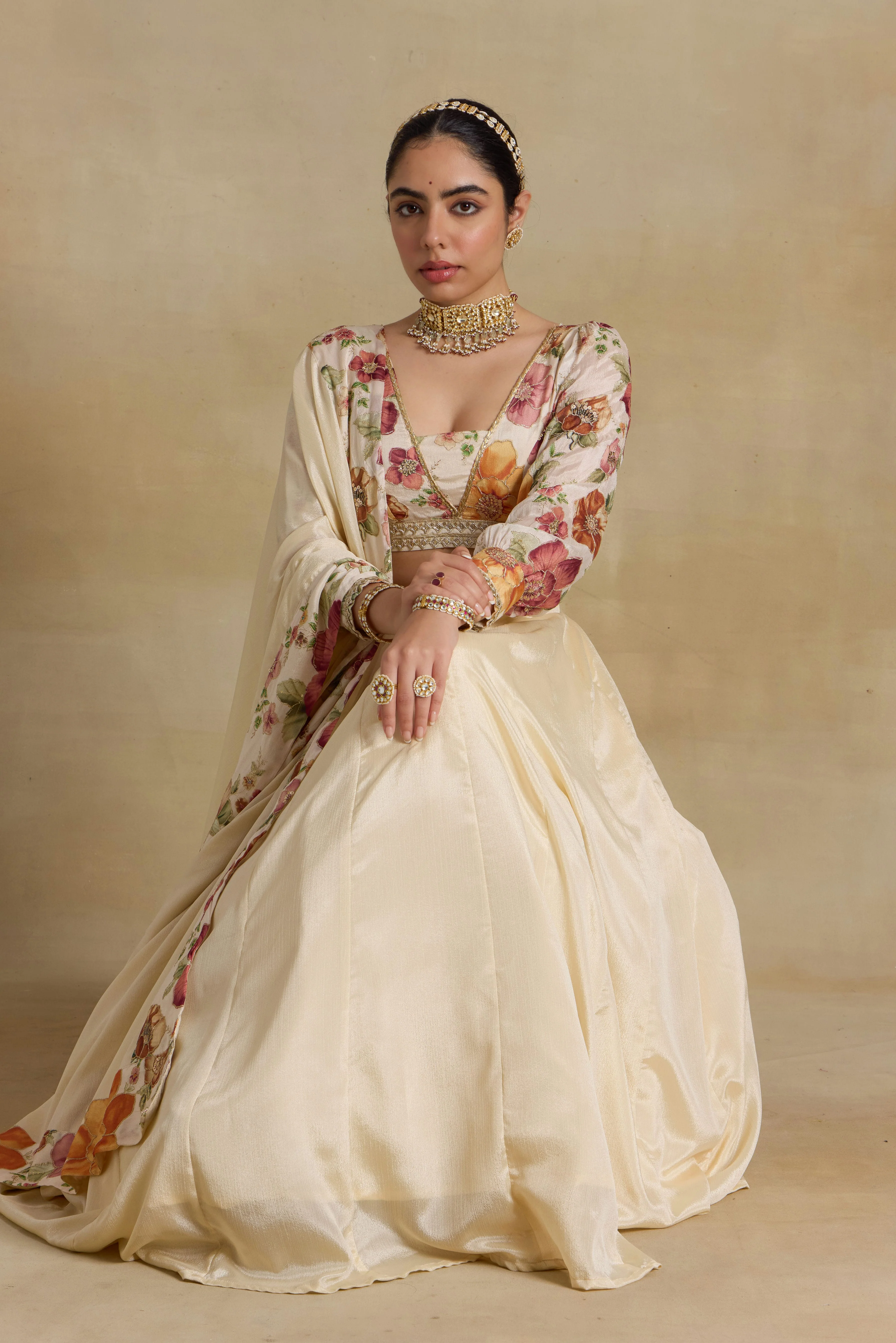 Alaya Noor Ivory Modern Maharani Lehenga Set - Image 5