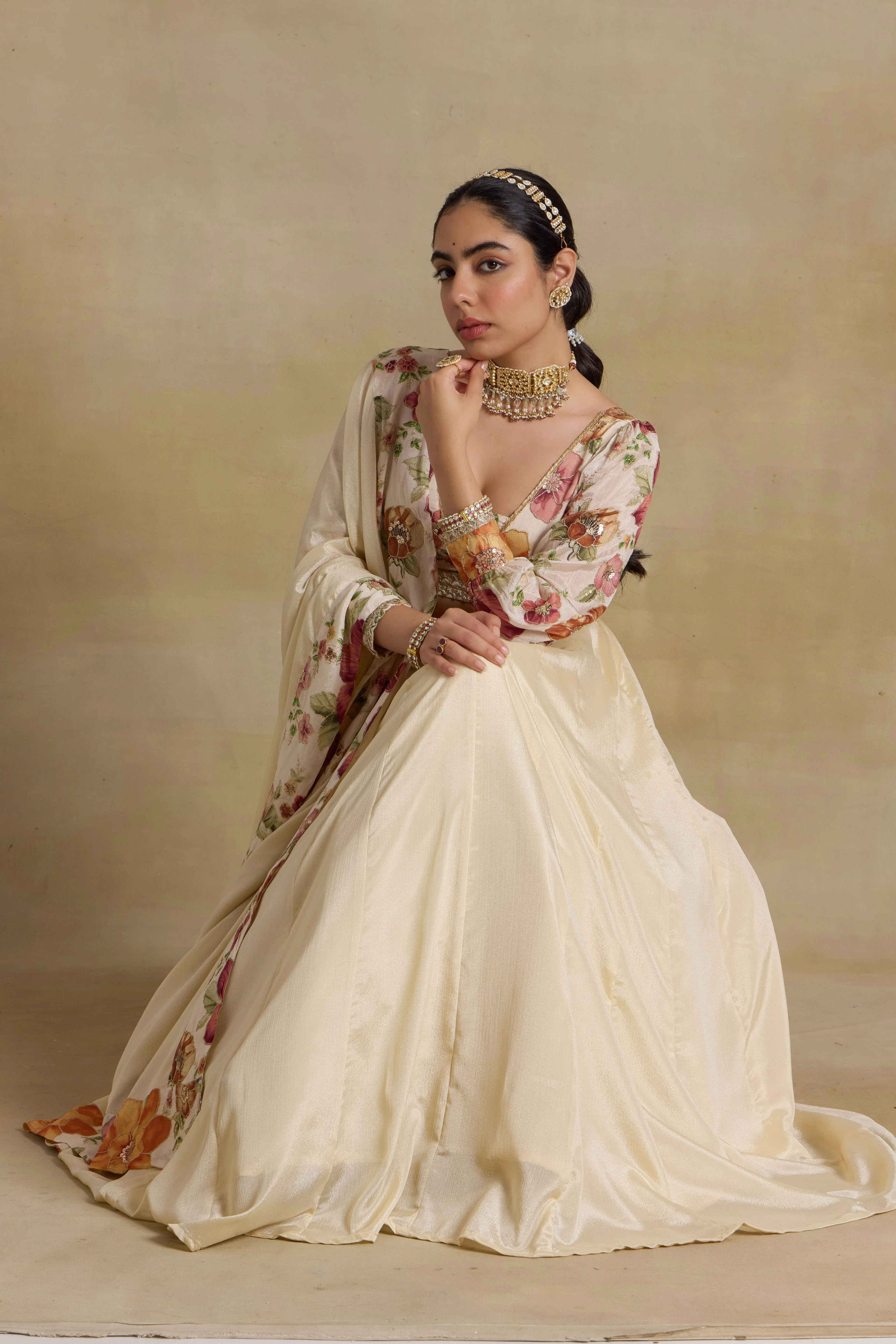 Alaya Noor Ivory Modern Maharani Lehenga Set - Image 8