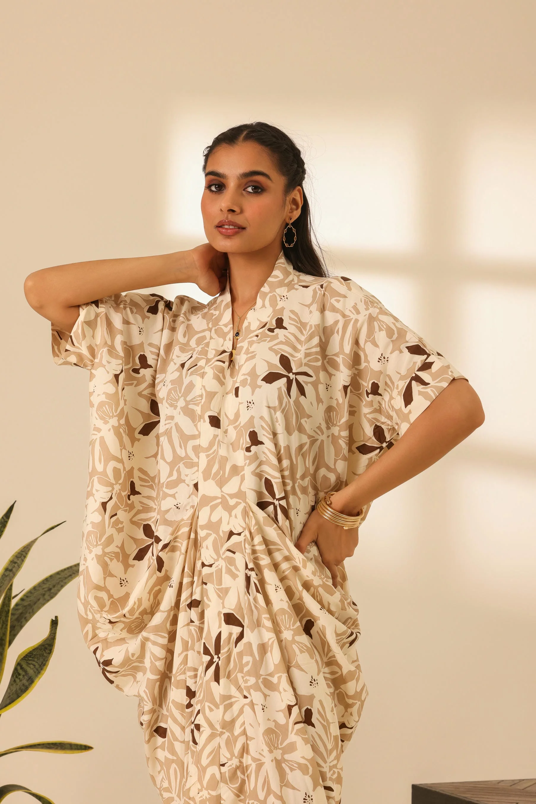 Rangrez Nutty Latte Draped Kaftan - Image 4