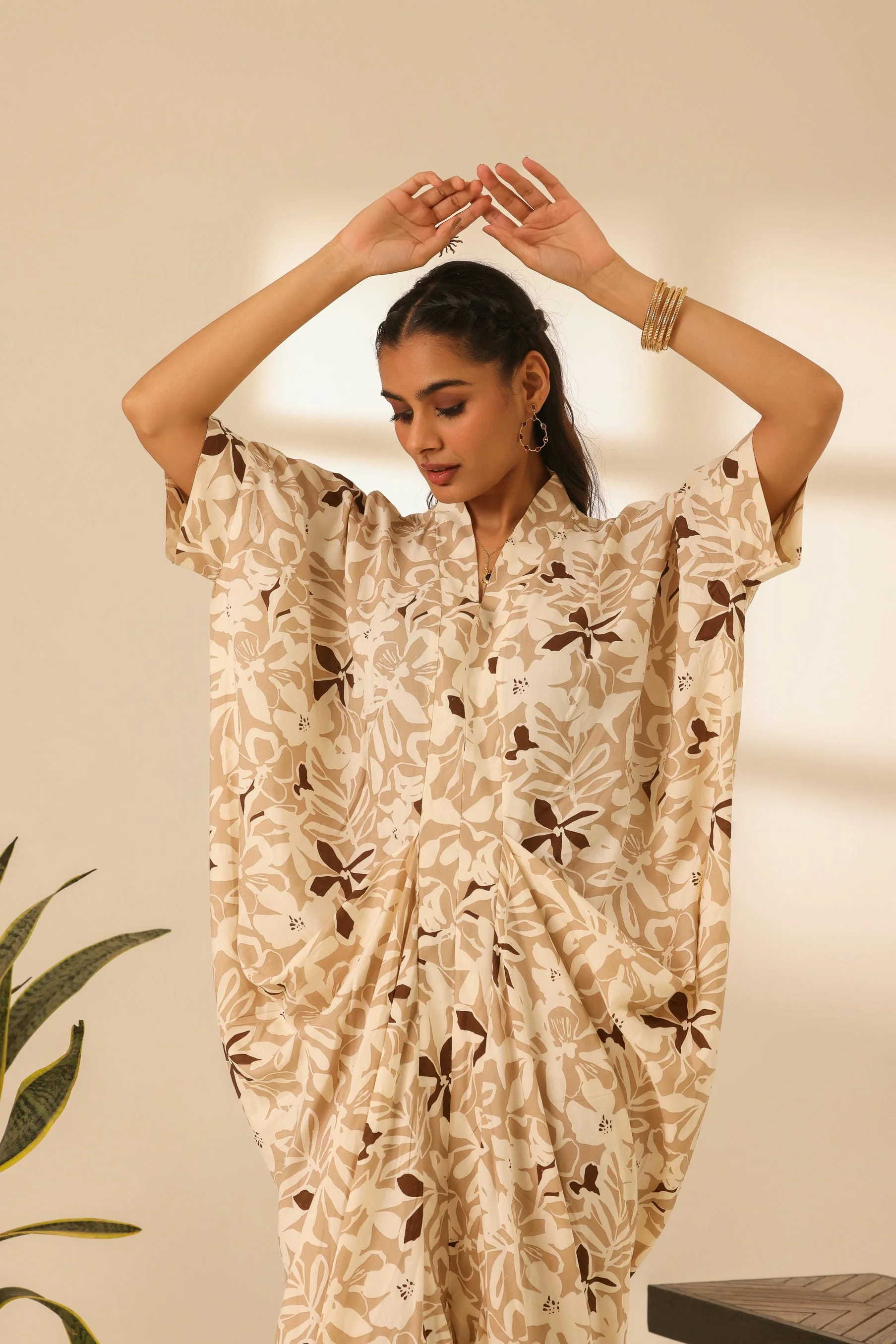 Rangrez Nutty Latte Draped Kaftan - Image 5
