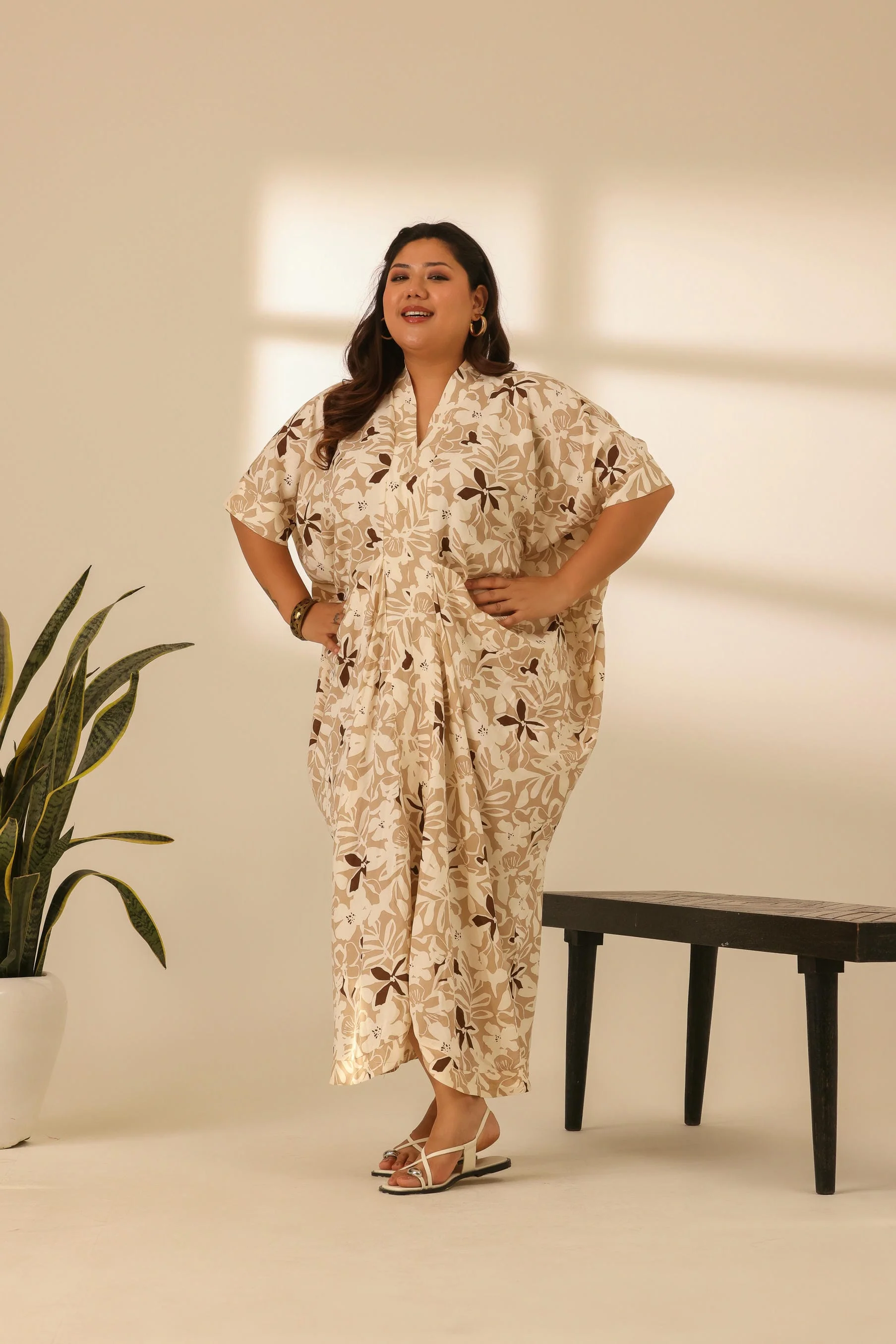 Rangrez Nutty Latte Draped Kaftan - Image 6
