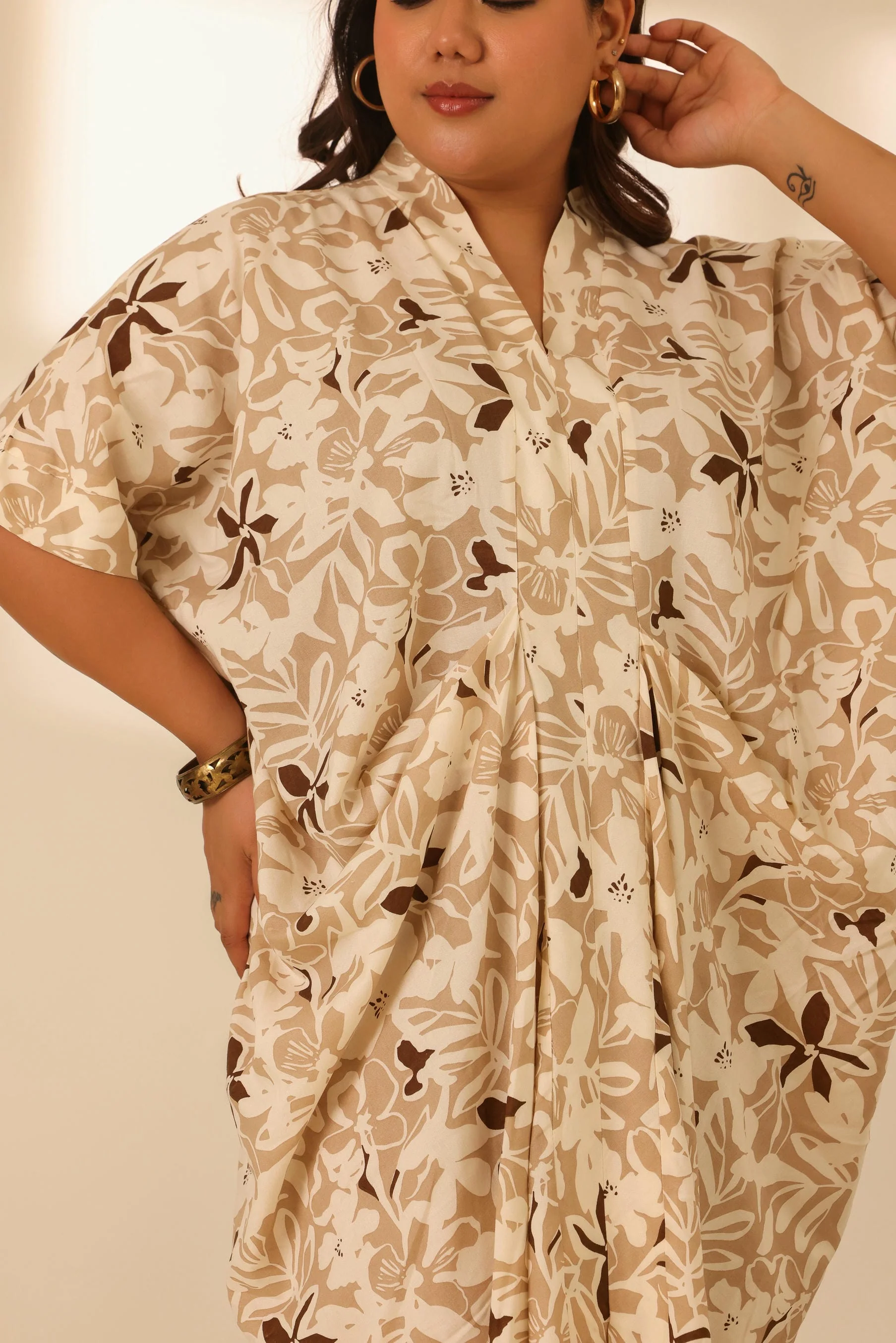 Rangrez Nutty Latte Draped Kaftan - Image 7