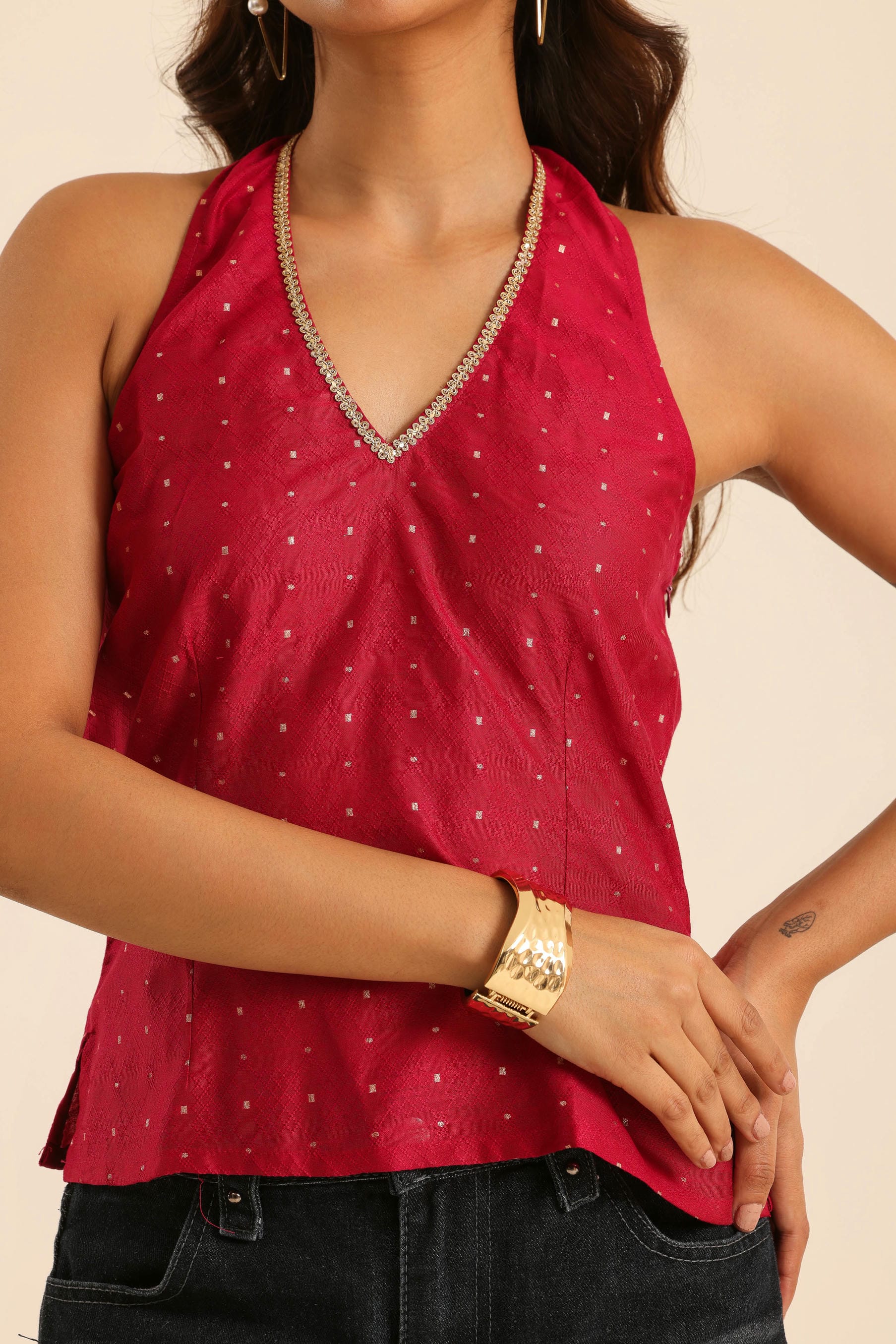 Rangrez Hot Pink Halter Neck Top - Image 4