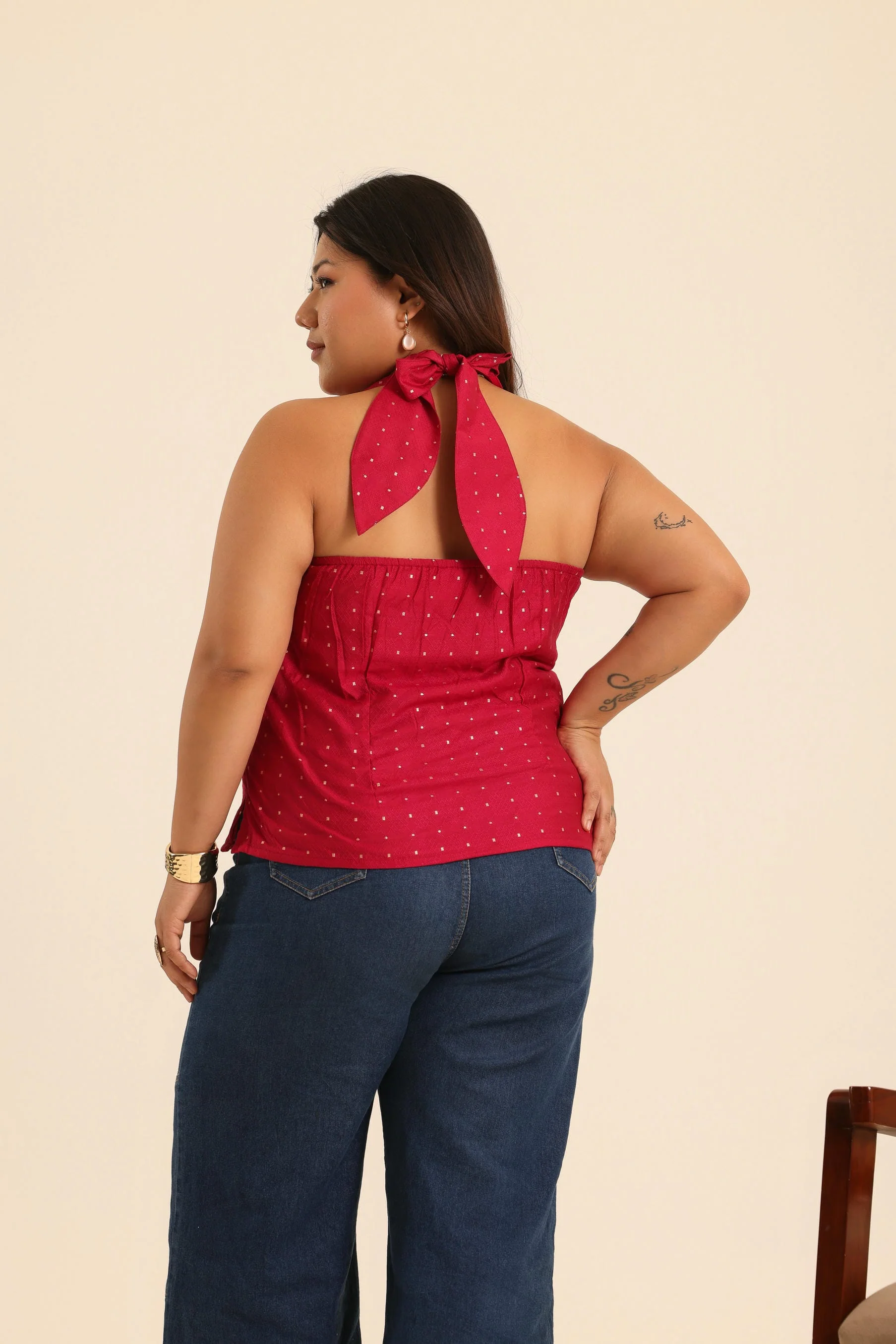 Rangrez Hot Pink Halter Neck Top - Image 6