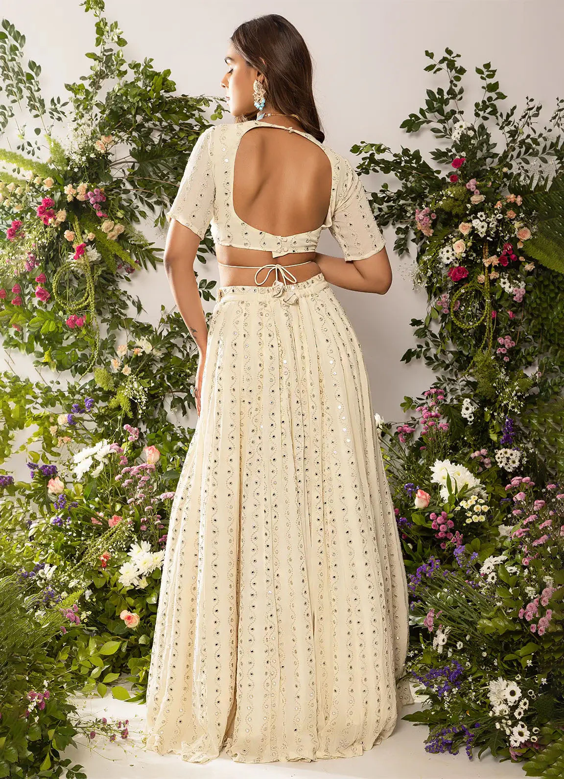 Astoria Ivory Mirror Work Lehenga Set - Image 4