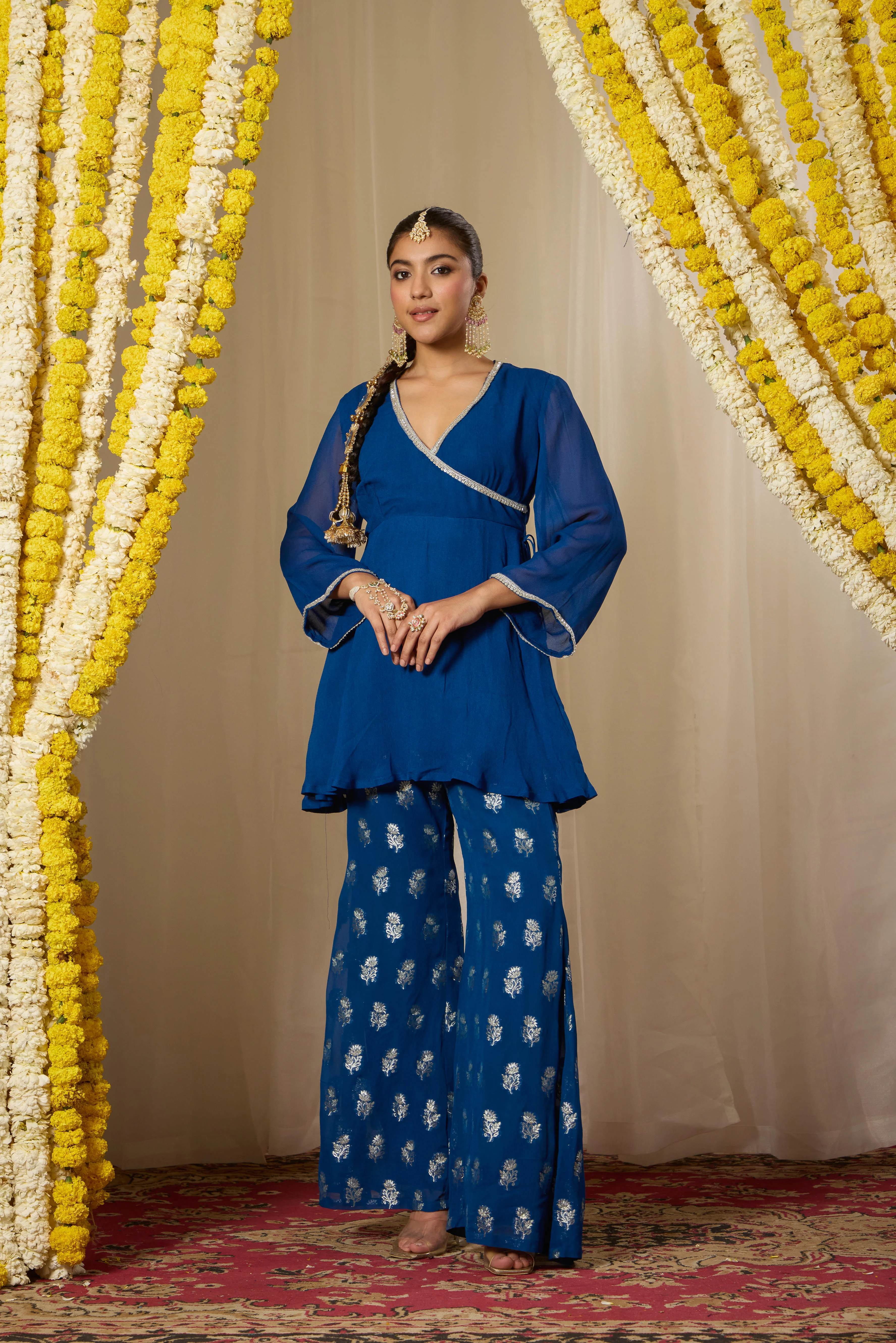 Malang Indigo Blue Peplum Kurta Set - Image 3