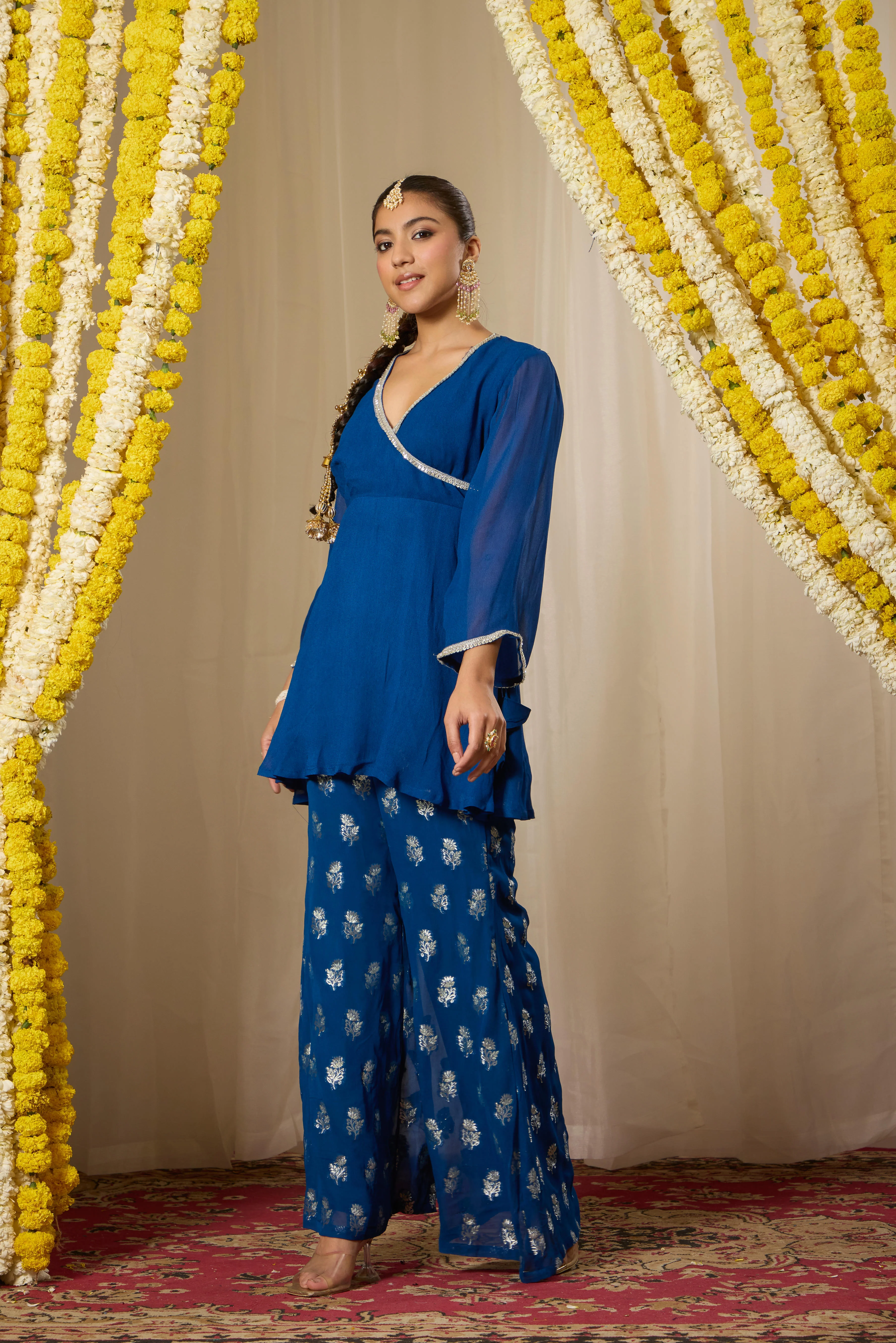Malang Indigo Blue Peplum Kurta Set - Image 4
