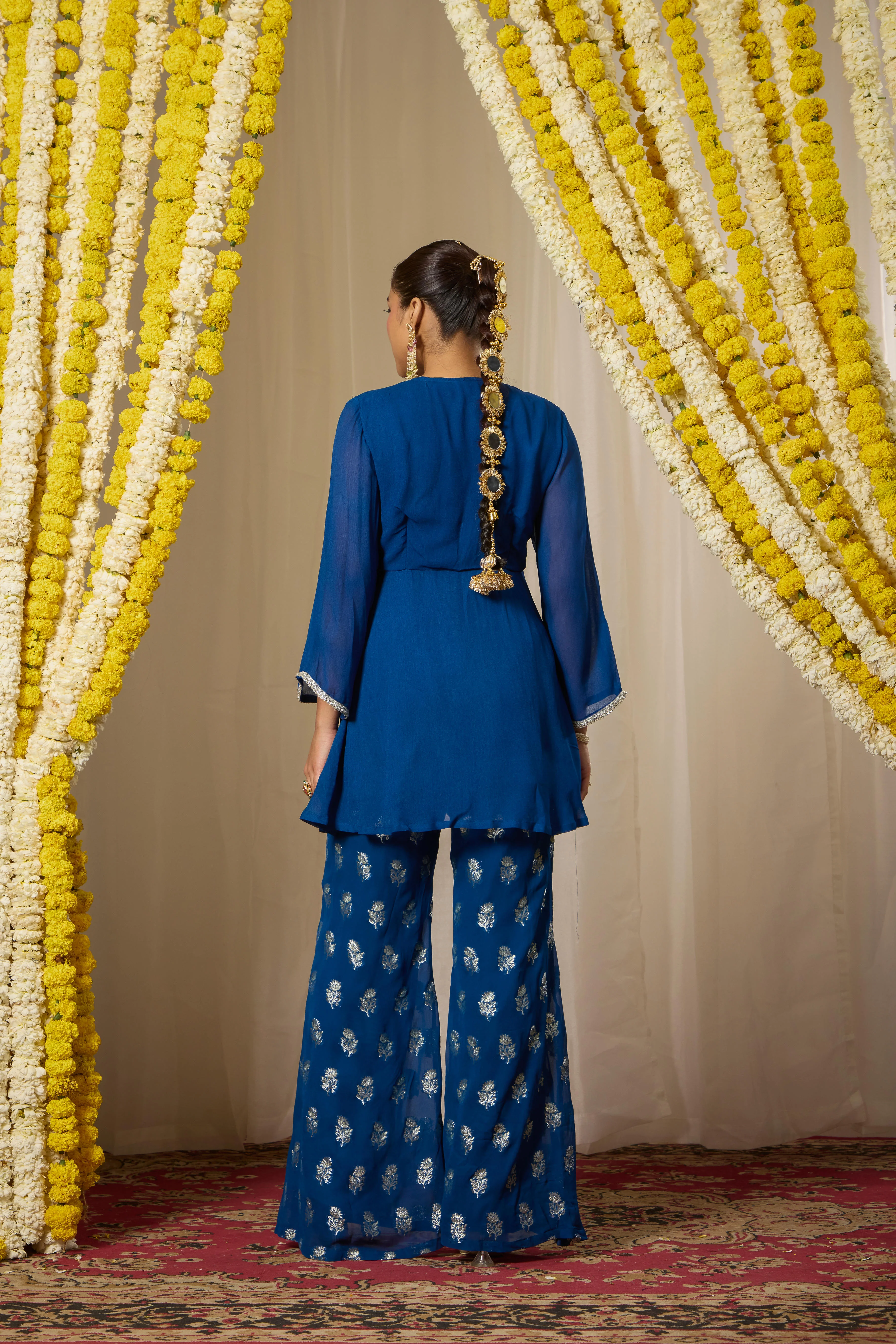 Malang Indigo Blue Peplum Kurta Set - Image 7