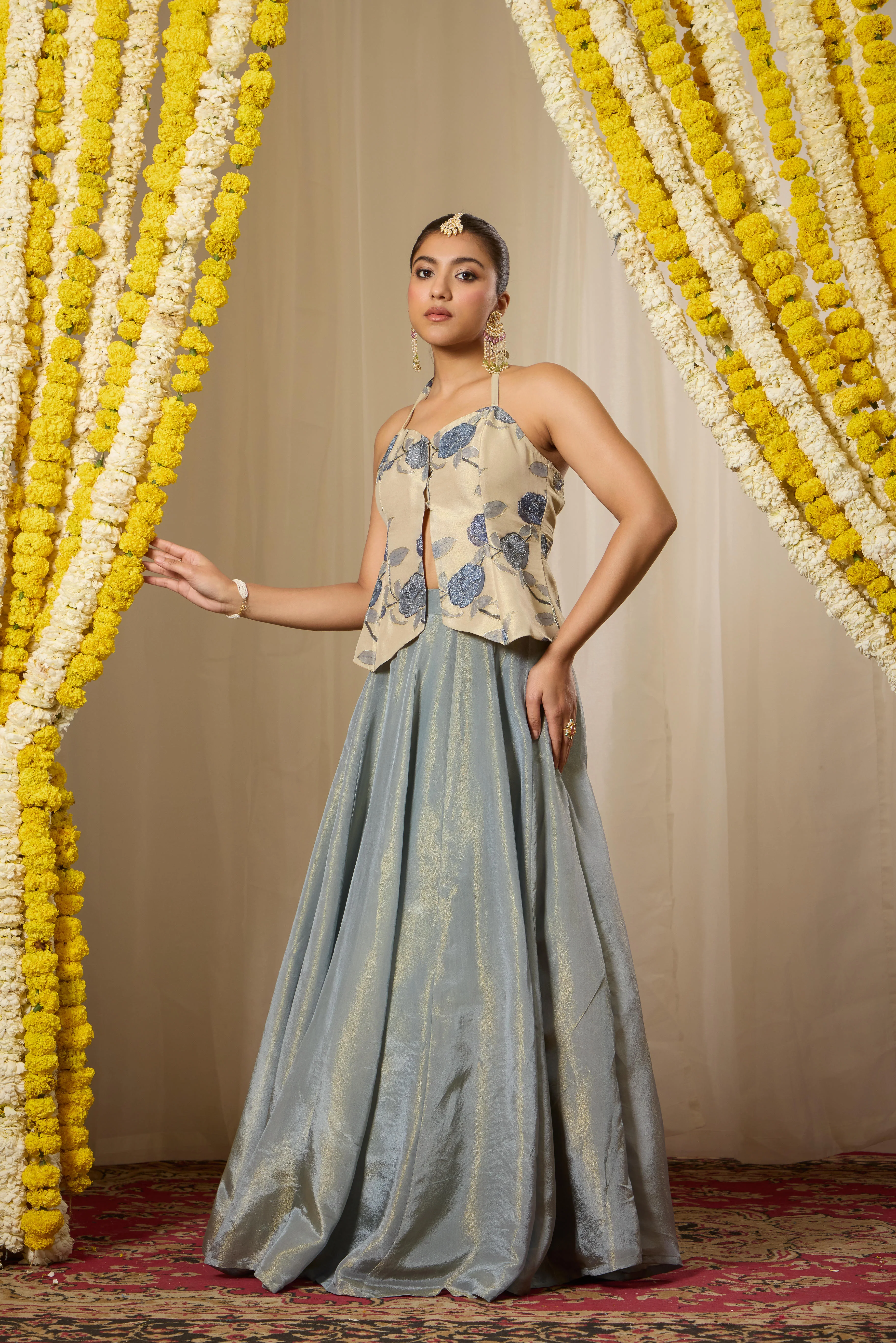 Malang Pearl Blue Lehenga Set - Image 3
