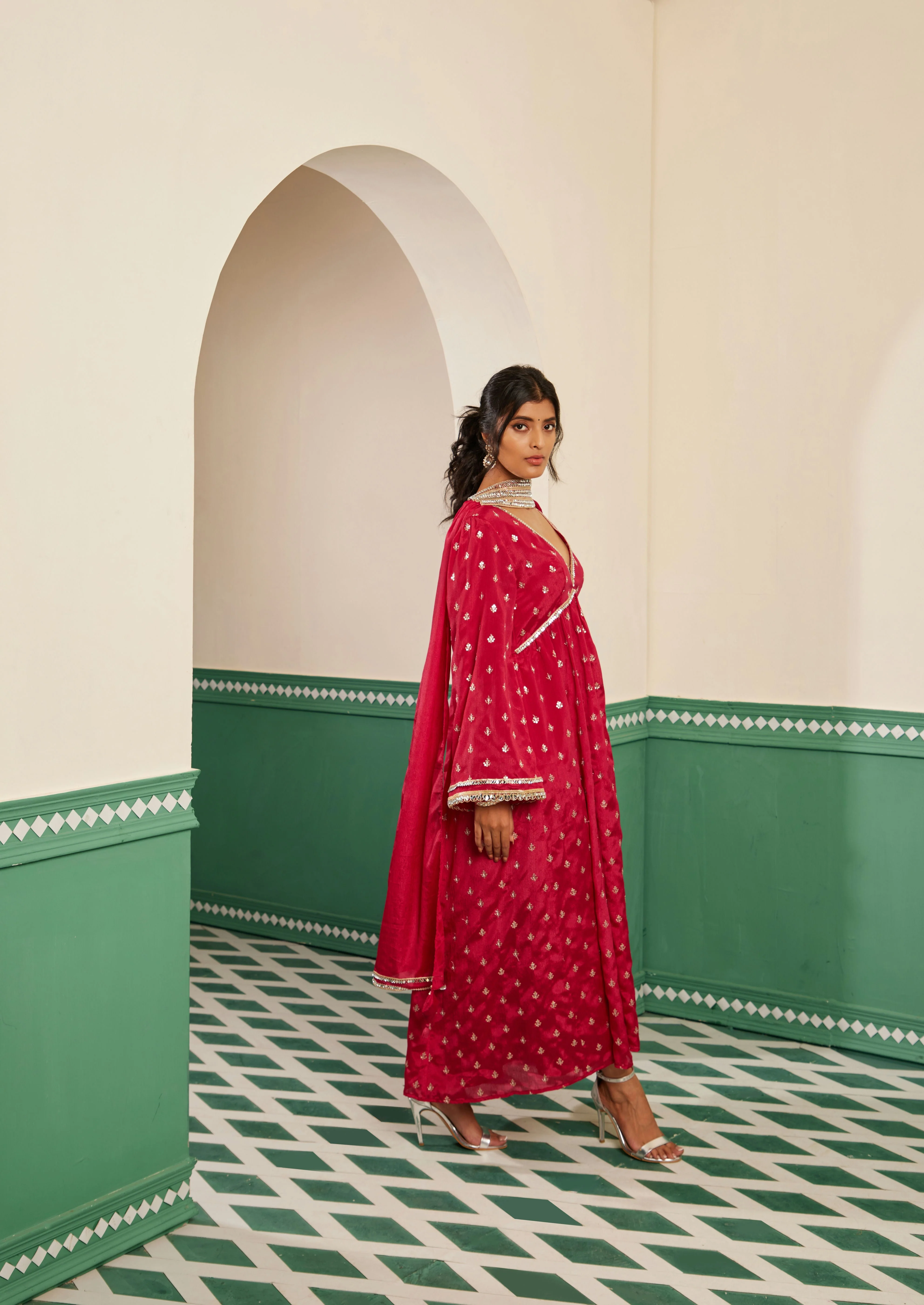 Sajda Fuchsia Pink Anarkali Set - Image 3